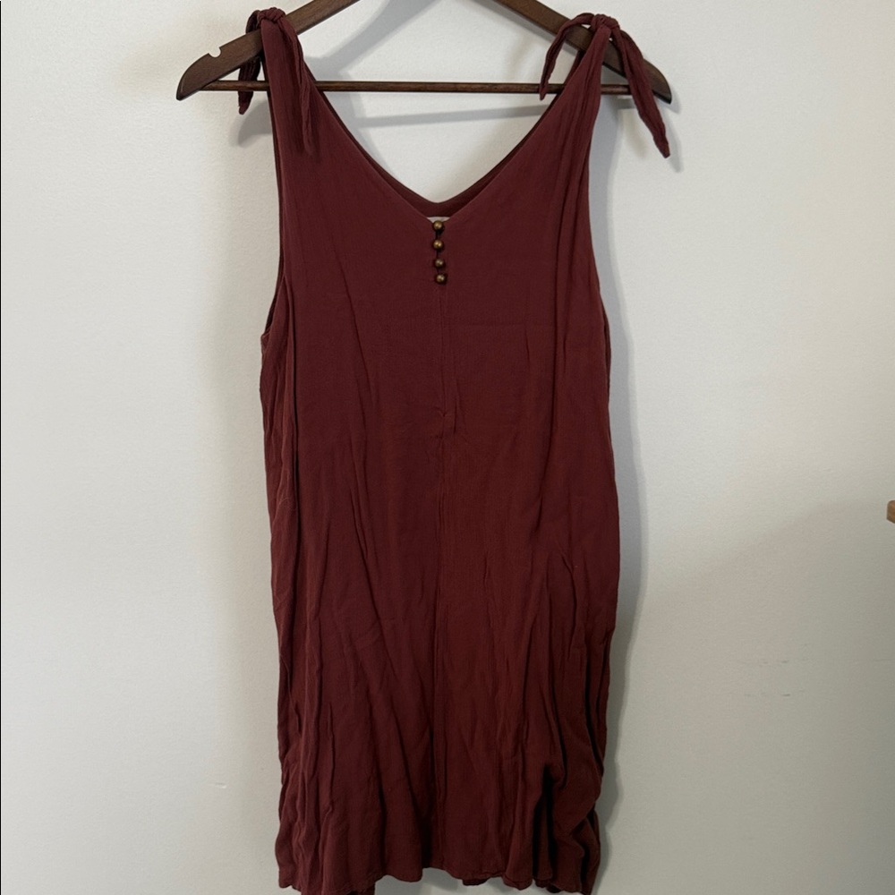 a.n.a Burgundy Mini Dress with Button Detail